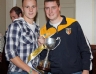 Daniel Doherty collects the All County Minor 'B' Hurling Championship Trophy from CJ Mc Gourty